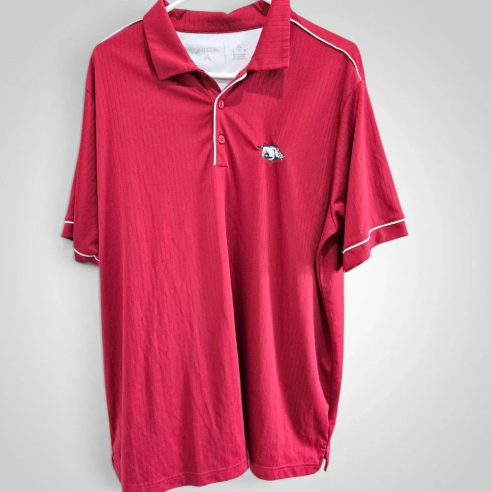 Antigua Arkansas Razorbacks Polo Shirt Men XL Red Embroid NCAA Performance